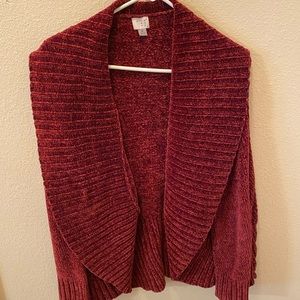 Heavy maroon chenille cardigan